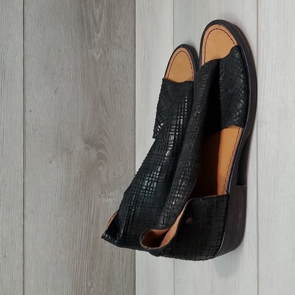 Free People Women Mont Blank Asym Ankle Leather Cut Side Flats shoes sz 39/8.5-9 - Picture 4 of 14